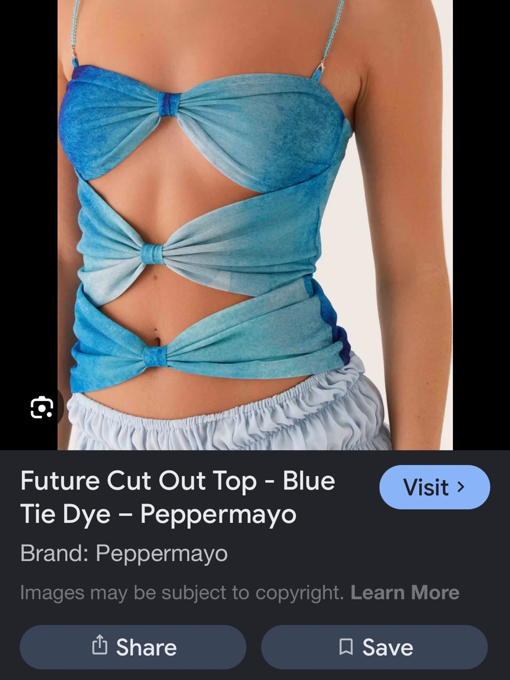 Peppermayo Ombre Blue Cut-Out Knot Crop Top